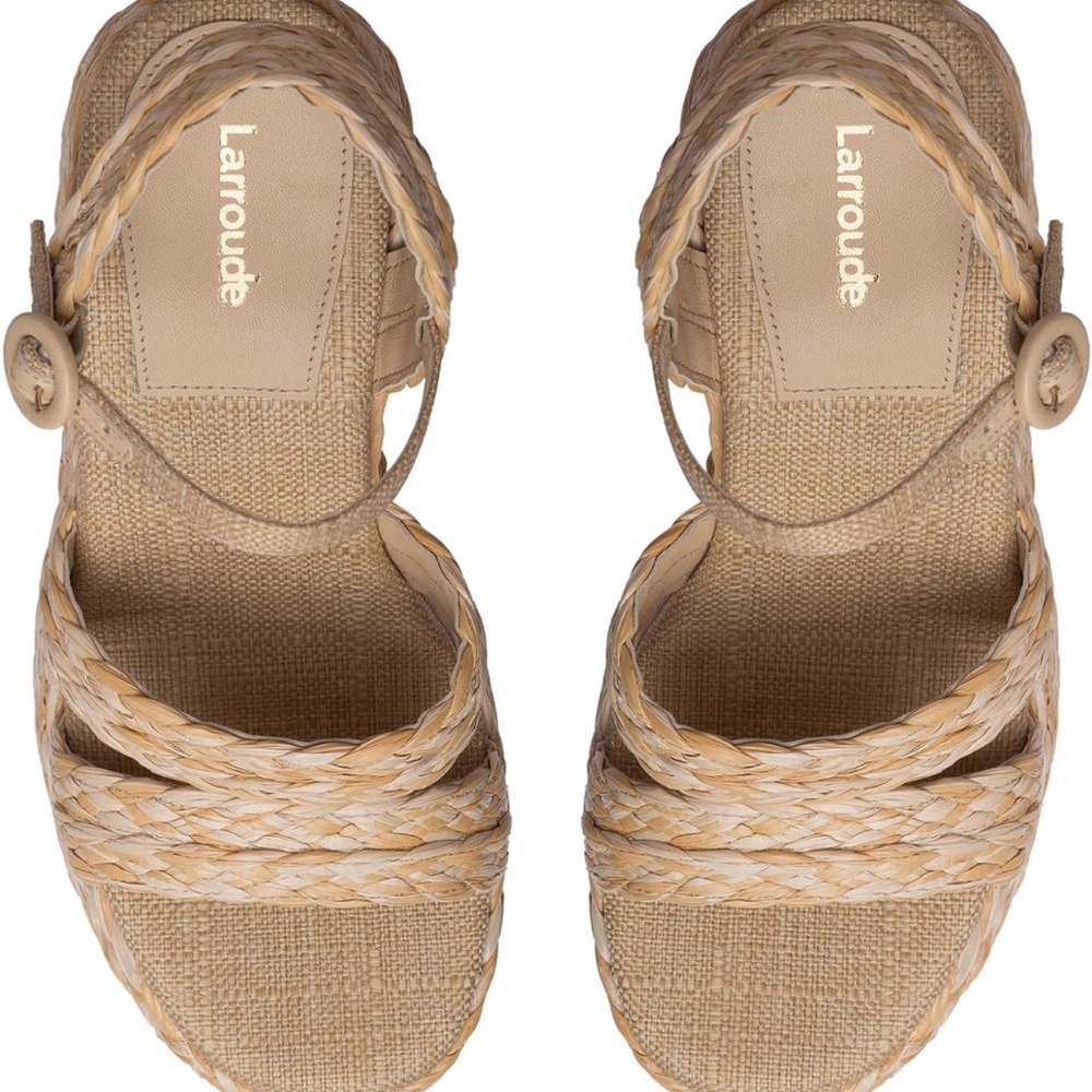 NIB Larroude Carmen Raffia Platform Sandal! Size 6! - Picture 2 of 5